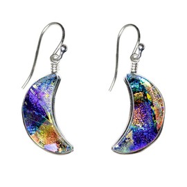 Moon Goddess Dichroic Glass Earrings - Certified Nickel Free Earrings Handcrafted in the USA