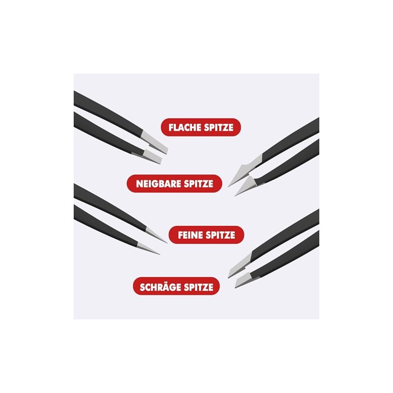 Premium 4-in-1 Tweezer Set, Stainless Steel, Modern, Black