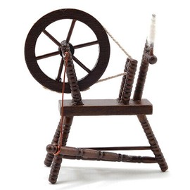 Unbranded Dollhouse Miniatures 1:12 Scale Spinning Wheel, Walnut #CLA00265