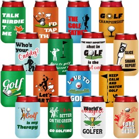 Domensi 16 Pcs Funny Golf Themed Can Cooler Golf Gifts Insulated Can Sleeve Bulk Golf Party Supplies for Golfer Game Outdoor Activities Decorations, 12 oz Can (Vibrant)