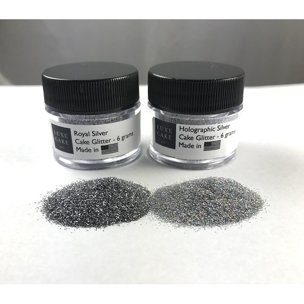 Luxury Diamond Dust, 12 grams, USA Made (Royal Silver & Holographic Silver (2 pack))