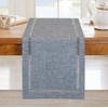 BAZIOE Modern Table Runner Grey Linen Table Runner Washable Openwork