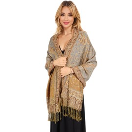 Lamca Women Pashmina Shawls and Wraps Scarf Soft Silky Reversible Paisley Scarves Shawl for Women UK