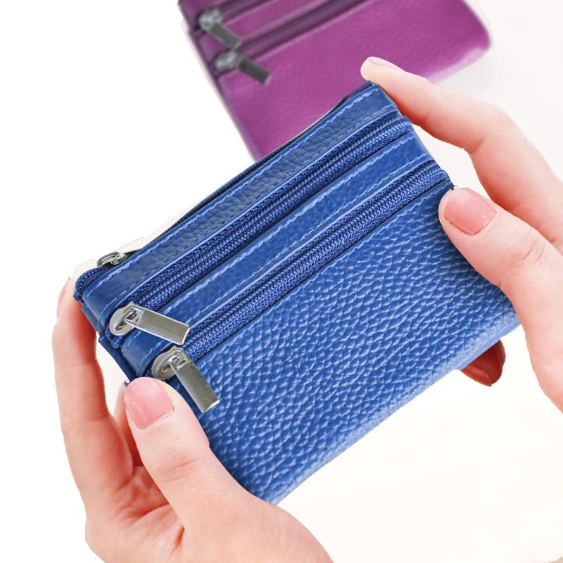 boshiho Coin Purse, Coin Case, 4 Pockets, Key Ring, Leather,