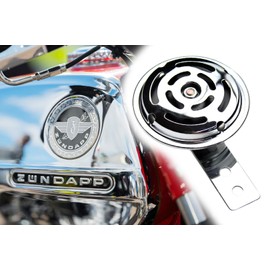 Horn 6 V 9 W, diameter 70 mm, signal horn for AC systems, compatible with Hercules, DKW, Puch, Kreidler, Zündapp