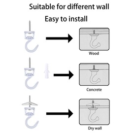 Evsteluo Rotatable Swag Ceiling Hooks for Hanging Plants Heavy Duty Swivel Hook with Hardware Ceiling Installation Cavity Wall Fixing (2 Sets White)