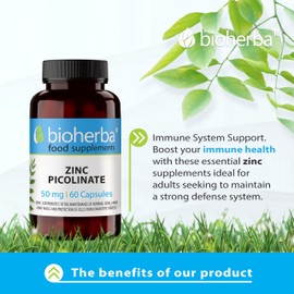 Zinc Picolinate 50 mg - 100 Capsules - High-Potency by BIOHERBA