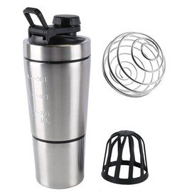 Gorise Protein Shaker Bottle with MixBall and Filter - 600ML Shaker Bottle with 200ML Storage - Leak-proof for Protein Shakes for Fitness