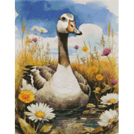 Amiiba Pre Printed Cross Stitch Kits for Adults, Duck 11ct Stamped Embroidery Kits 15.7×19.7 inch DIY Wall Art Decor for Beginners Kids