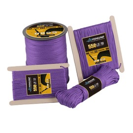 FISHLUND Paracord 550 lb, 7 Strand Type III Paracord Rope 50ft 4mm, High Strength Nylon Parachute Cord for Camping, Survival, Tactical and Hiking, Purple