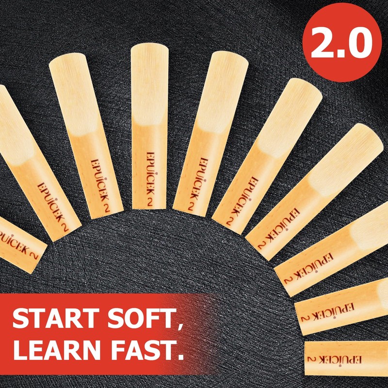 EPUICEK Alto Saxophone Reeds 2.0 â€“ 10 Pack Soft Beginner