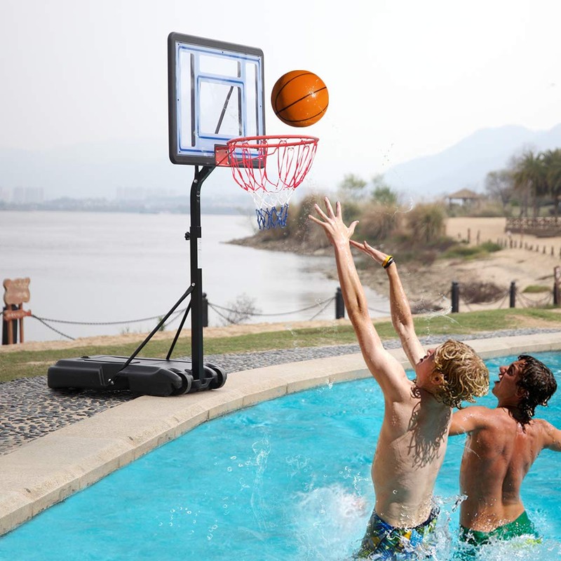 FCH Poolside Basketball Hoop, Adjustable Height 45"-53" Swimming Pool Basketball