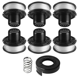 Kousika RS-136 RS136 Compatible with Black + Decker Weed Eater Bump Auto Feed CST800 GE600 ST1000 ST4000 ST4500 ST6800, Replacement String Trimmer Spool Line 20ft 0.065" 8Pack(6 Spools,1Cap, 1Spring)