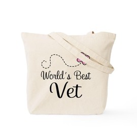 CafePress World's Best Vet Tote Bag Reusable Natural Beige Canvas Shopping Bag