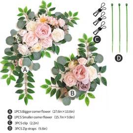 Piklado Faux Flower Swag Set of 2 for Wedding Welcome Signs Floral Decorations and Wedding Reception Ceremony Signs (Pink)