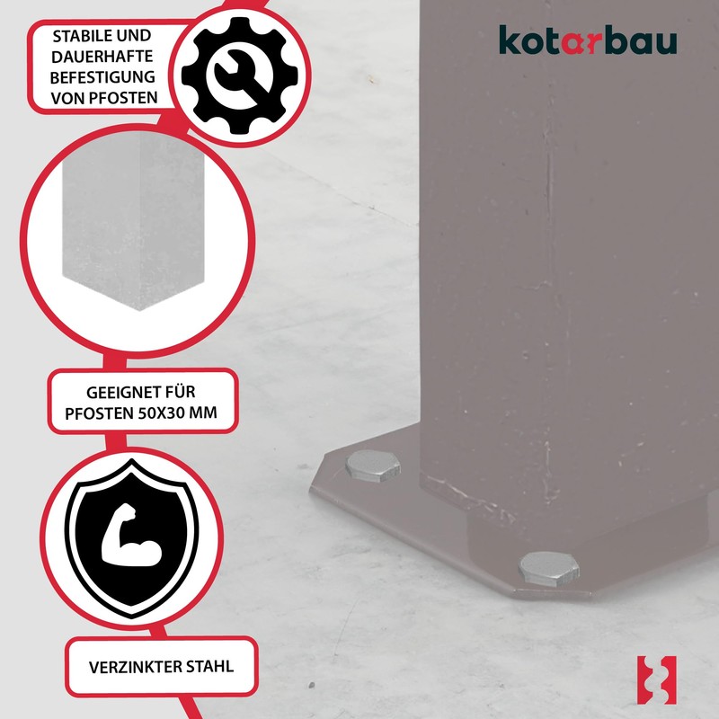 KOTARBAU® Post Support 60 x 40 mm Dowel Plate with