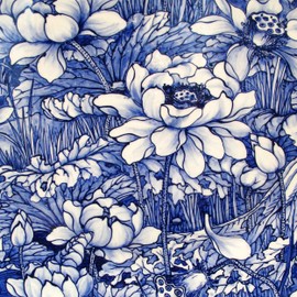 Tischdeko Pack of 20 Napkins Flower on Blue Rose