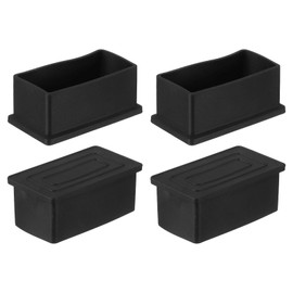 sourcing map Rubber Furniture Leg Caps, 4Pcs 60x30mm Rectangle Chair Leg Tips Caps, Furniture Foot End Caps Covers Floor Protectors for Table, Chair, Machinery Equipment Feet (Black)