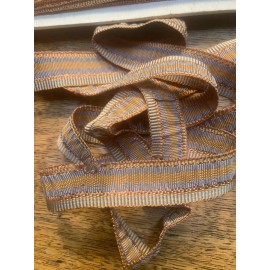Unbranded 2 yards ~ Vintage 3/4 inch Orange Gray Ruche Silk Rayon Braid  Ribbon Trim