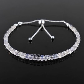 Natural Lavender Quartz Gemstone Beads Bolo Bracelet, Adjustable Slider Chain, Energy Stones, Chakra Healing Crystals, Silver Plated, Gift for Women, Birthstone, Gemstones Jewelry,10 inch