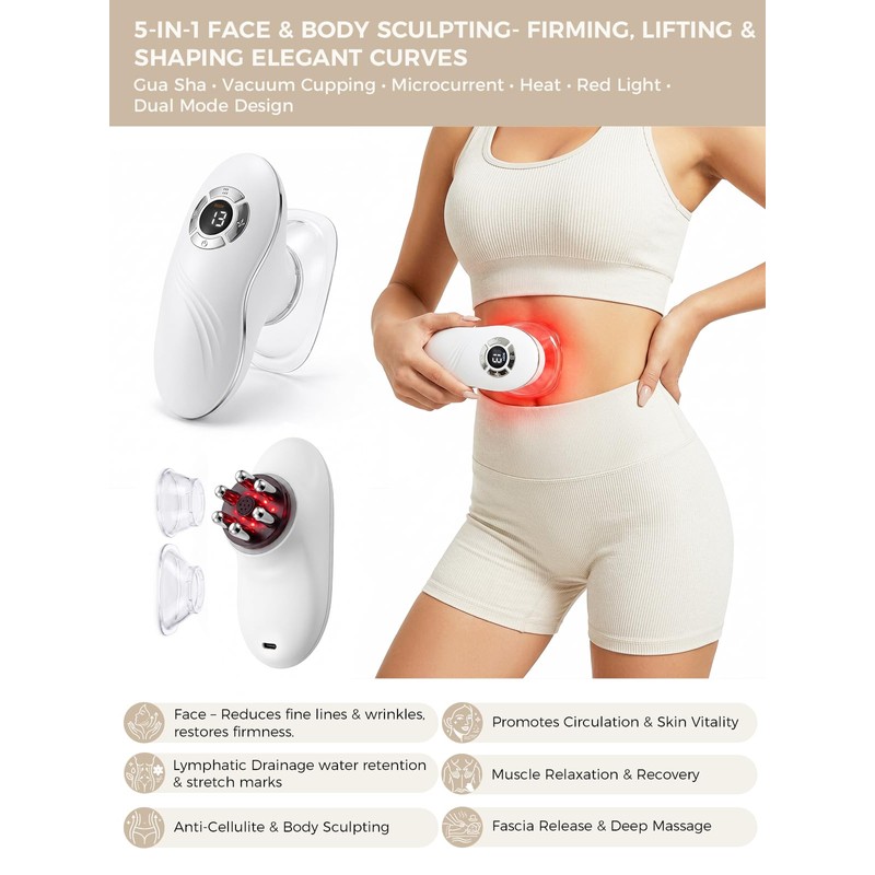 5-in-1 Face & Body Sculpting Machine, Gua Sha & Vacuum