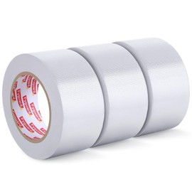 Fyguard 3 Rolls White Duct Tape, 48mm x 54m Gaffa Tape 210μ Waterproof Tape Repair Tape Universal for Inside & Outside Repairing Fastening Bundling (18m/Roll)