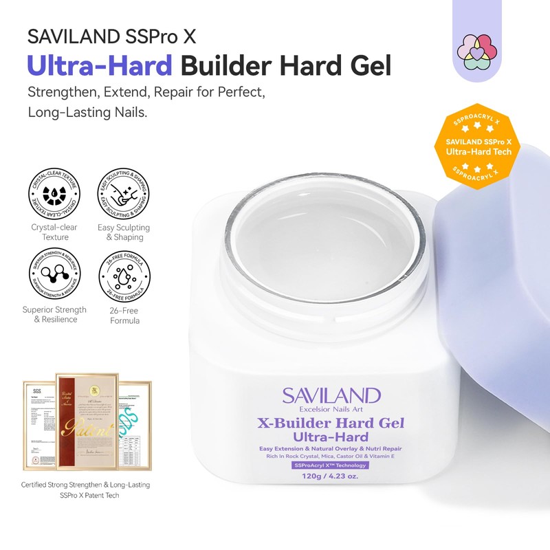 SAVILAND SSProX Ultra Hard Builder Nail Gel: 120 g Clear