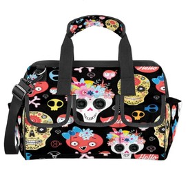 Hello Colorful Skull Tool Bag for Men Women Multi-Pockets Wide Mouth Tool Storage Bags 14.8 Inch Waterproof Heavy Duty Tool Bag Organizer for Electrician Mechanic Plumbers Handymen