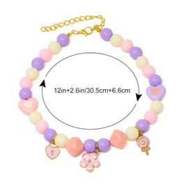 yueton 1 Pack Candy Color Beaded Dog Collar Cute Imitation Pearl Pet Necklace Sweet Pink Beaded Dog Collar Pet Jewelry for Dog Cat