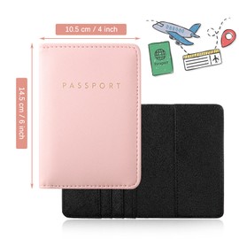 Weewooday 2 Pieces Bridal Passport Covers Holder Travel Wallet Passport Case (Pink and Black)