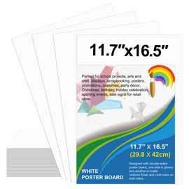 100 Pcs Poster Board 11.7 x 16.5 Inches White Poster Board Paper Bulk, ROOKEA 250 GSM Thickness Vision Board Blank Graphic Display Posterboards for Drawing Artwork School Arts Crafts Projects
