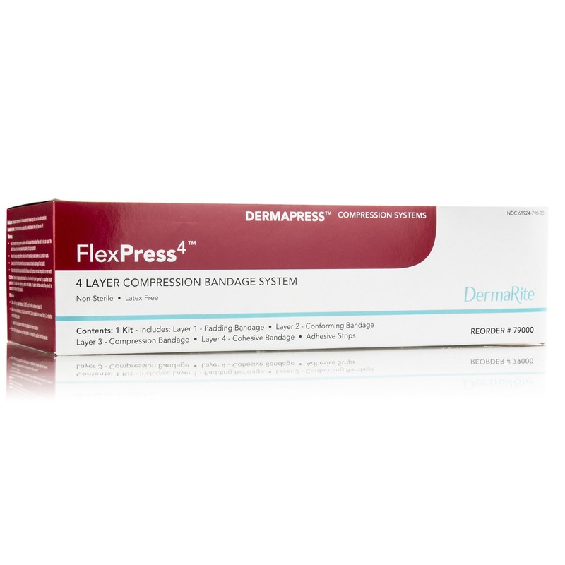 DermaRite's FlexPress4 Elastic 4 Layer Compression Bandage System - Manage