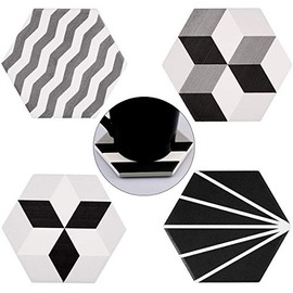 KYEYGWO Natural Diatomite Absorbent Coasters Set of 4, Hexagonal Drink Coasters with Cork Backing, Stone for Home Decoration