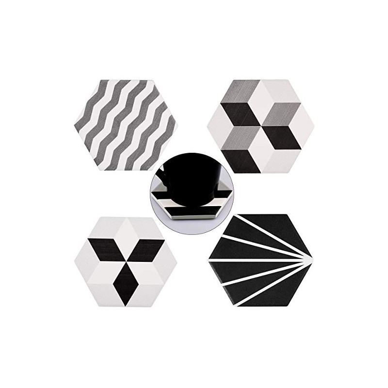 KYEYGWO Natural Diatomite Absorbent Coasters Set of 4, Hexagonal Drink