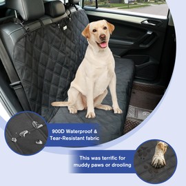 ALLANSING Back Seat Cover for Compact Cars/SUVs Rear Split Bench - 900D Oxford Waterproof Non-Slip Car Seat Protector for Messy Kids & Drooling Dogs, Easy Clean(Black)