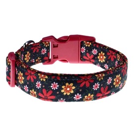 YLrank Dog Collar Flower Watermelon Pattern Adjustable, Soft and Comfortable Dog Collar for Small Medium Large Dogs Puppies Cats (Red Flower, S)