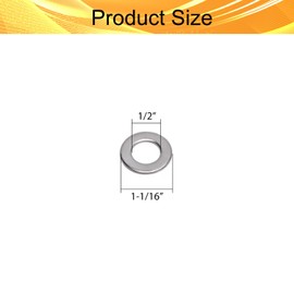 24 Pieces 1/2" x 1-1/16" Flat Washers,OD 1-1/16",Universal Metal Washers Stainless Flat Washers,SAE 1/2" Stainless Steel Metal Washer,Flat Washer for Bolts Screws