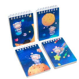 YIHUANYIFA 4pcs Small Notebooks Pocket Top Bound Spiral Panda Notepads 4.2x2.9inch 120Pages Tiny Memo Pads Memo Notepads for Home, School, College, Office, Work, Travel (D)