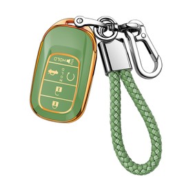 JOYEAR for Honda Key Fob Cover with Key chain Compatible with 2022-2025 Accord Civic HR-V CR-V Pilot Sport SI EX EX-L Touring Car Accessories (Gold-Green)