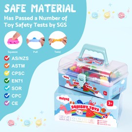 Mulyng Mochi Squishy Toys 80 Pack, Mini Kawaii Squishies Fidget Toy for Kids Party Favor Christmas Birthday Gift Easter Goodie Bags Fillers Classroom Prizes with Storage Box, Non duplicates (80 Pack)