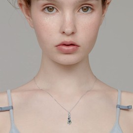 PELOVNY Sterling Silver Rose Flower Crystal Cremation Necklace For Ashes, Teardrop Crystal Urn Necklace For Ashes For Women Memorial Jewelry