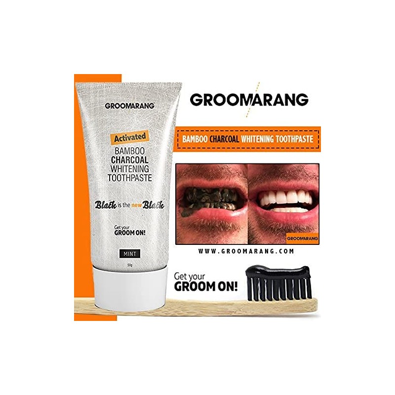 Teeth Whitening Powder GROOMARANG® Activated Charcoal Powder & Charcoal Toothpaste