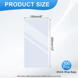 uxcell Shrink Wrap Bags, 100Pcs 6 x 12 Inches Clear PVC Heat Seal Bags for Packaging Soap,Bath Balls,Candles, Shoes, Stationery, Cosmetics and Homemade DIY Crafts
