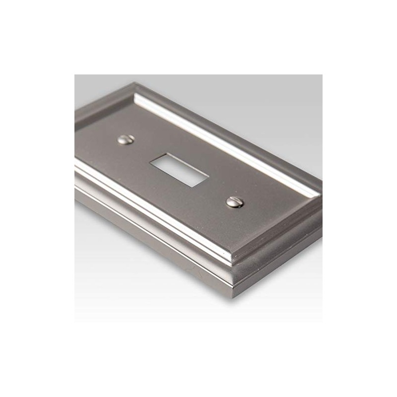 Amerelle Continental Single Toggle/Single Duplex Cast Metal Wallplate in Satin