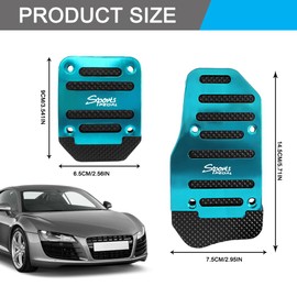 HQRNYP 2PCS Non-Slip Car Pedal Cover, Brake Pedal Cover, Aluminum Alloy Auto Brake Foot Pad Protector, Auto Transmission Accelerator Foot Pad Protector Kit for Most Cars (Blue, Manual/3PCS)
