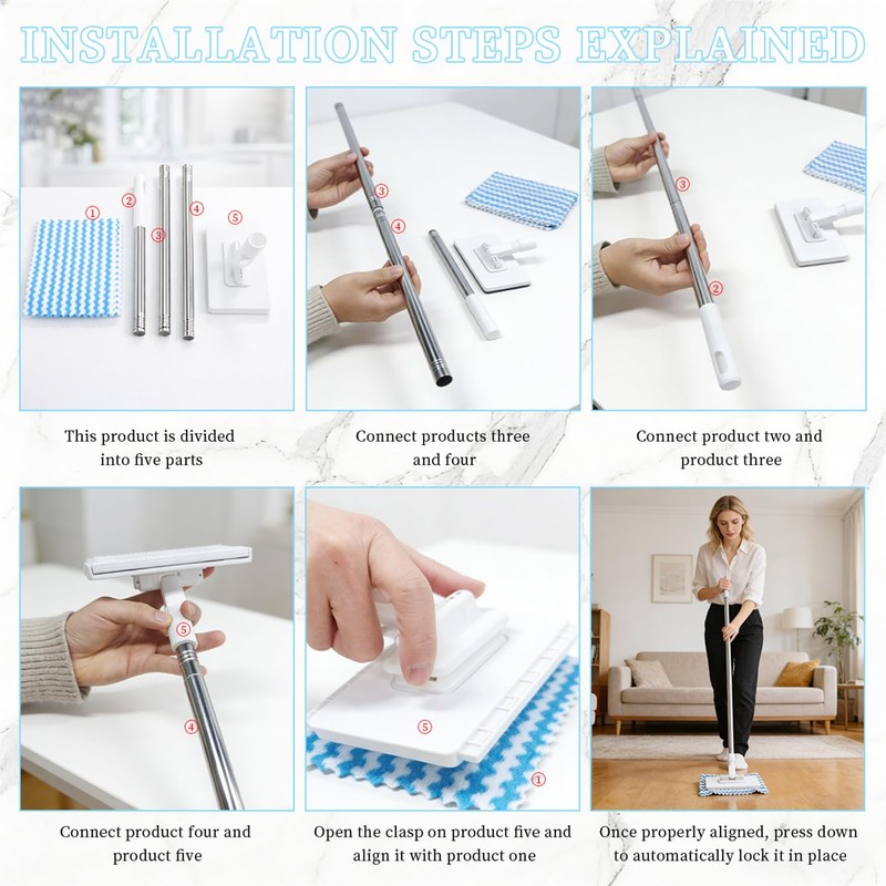 Snap Grip Mini Mop,2026 Upgraded Zero Touch Snap Grip Mini