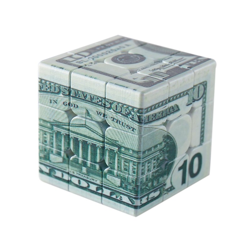 Speed Cube 3x3 Ten-Dollar Notes/Bill Back Pattern Magic Cube Puzzle,IQ