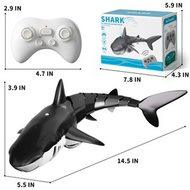 BLmukce 2.4GHz Remote Control Shark Toy for Pool, 1:18 Scale High Simulation RC Shark with Light & Spray Water, Electric Remote Controlled Swimming Water Pool Toys for 4 5 6 7 Year olds Kid Boys Girls