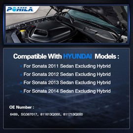 POHILA 2pcs Hood Lift Supports Gas Struts Shocks Fits 2011 2012 2013 2014 Hyundai Sonata | Replaces 6489, SG367017