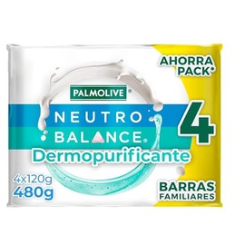 Palmolive Jabón de Baño Neutro Balance Dermo Purificante 4 x 120 g. Elimina Impurezas de tu Piel. Fórmula Suave que Ayuda a Purificar la Piel y Desintoxica